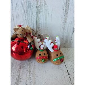 Hallmark reindeer slippers light up string light ornament Xmas tree reindeer lig